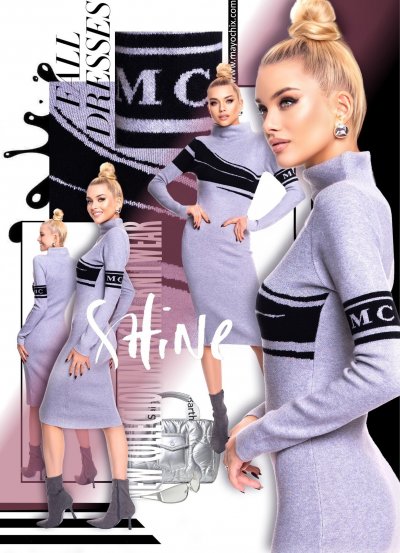 Mayo Chix - Shine ruha kötött szürke