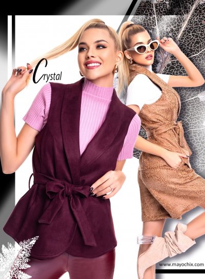 Mayo Chix-  Crystal mellény velúr burgundi