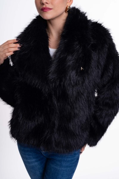 Mayo Chix - Regular kabát műszőrme fekete