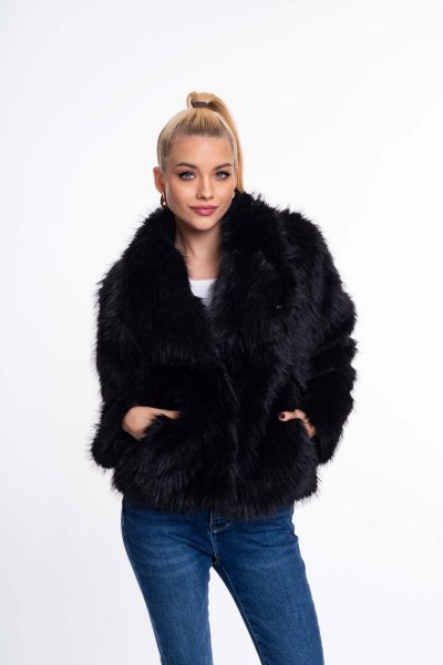 Mayo Chix - Regular kabát műszőrme fekete