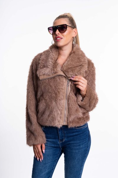 Mayo Chix - Solid kabát műszőrme sötétbeige