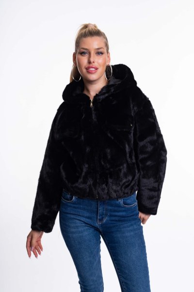 Mayo Chix - Antique kabát műszőrme fekete