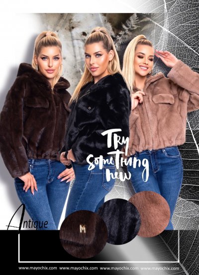 Mayo Chix - Antique kabát műszőrme fekete