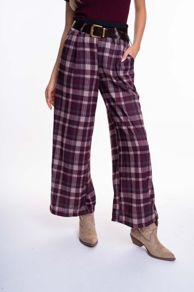 Valentina nadrág burgundi kockás