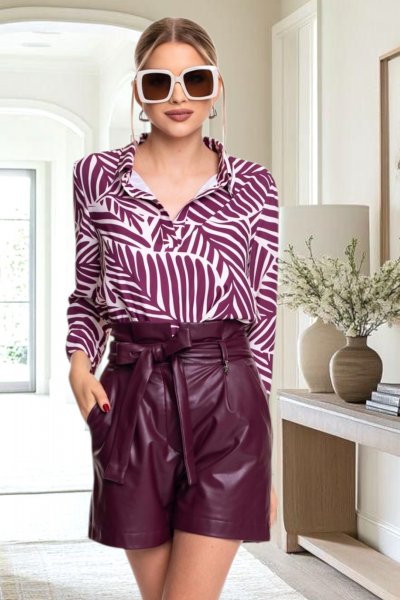 Lady műbőr short burgundi