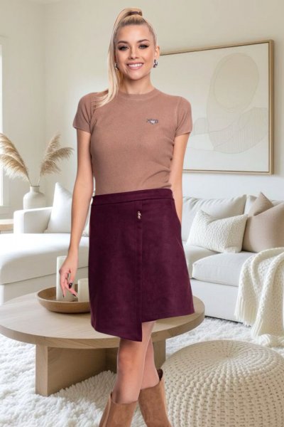 Fine szoknya velúr burgundi