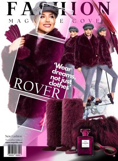 Rover kabát műszőrme burgundi