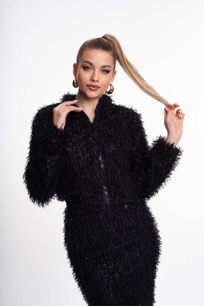 Glensy blézer alkalmi fekete rojtos