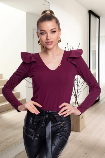 Iris póló alkalmi burgundi