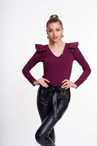 Iris póló alkalmi burgundi