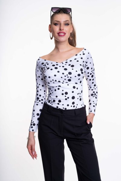 Tania póló fehér pöttyös