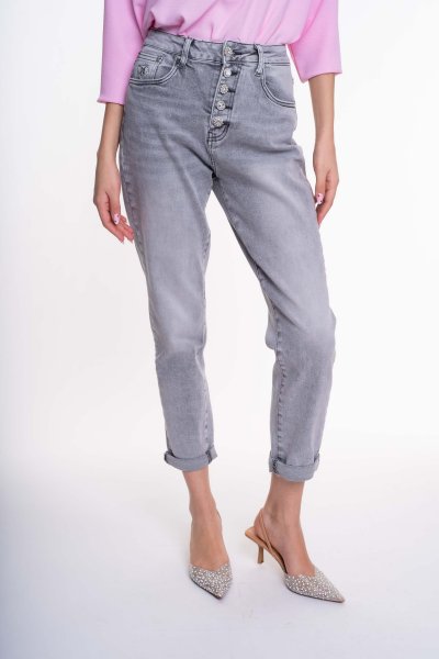 Babylon mom fit farmernadrág világosszürke gombos