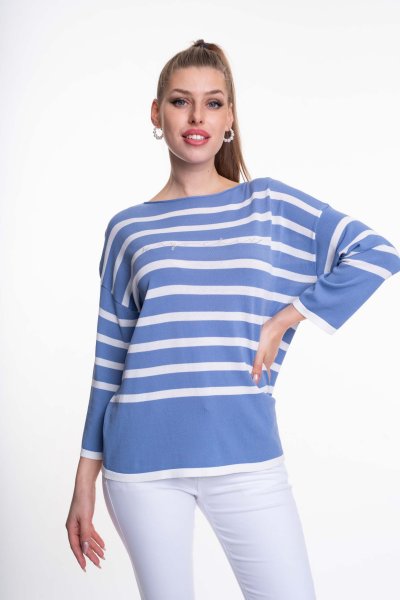 Mayo Chix - Alabama pulóver kötött kék csíkos