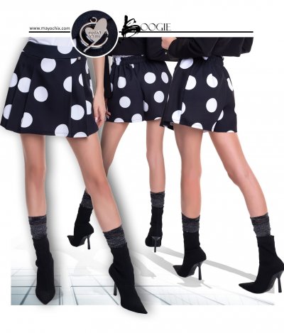 Boogie szoknya-short fekete pöttyös