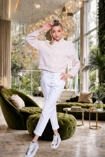 Babylon mom fit farmernadrág fehér gombos