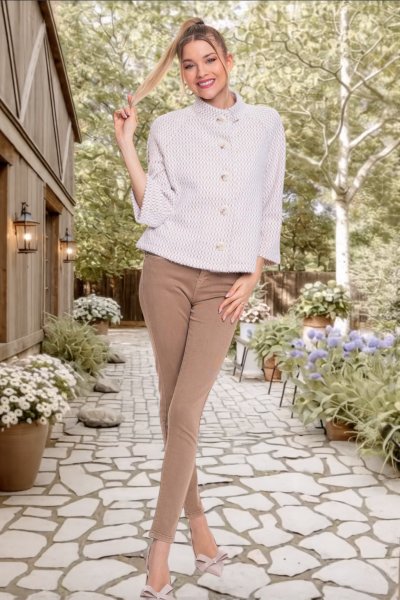 Nova kabát beige mintás