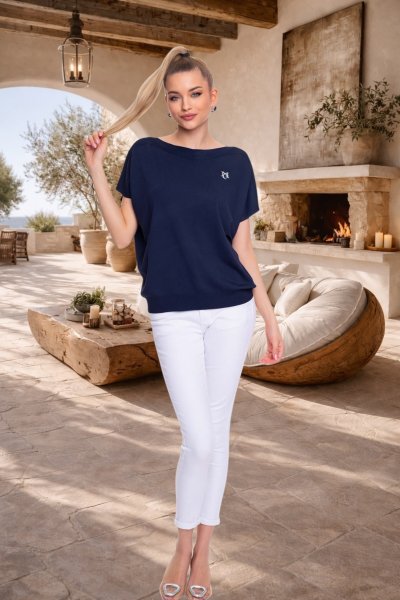 magical pulóver kötött sötétkék