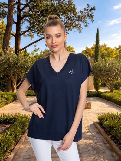 Mantra pulóver kötött sötétkék