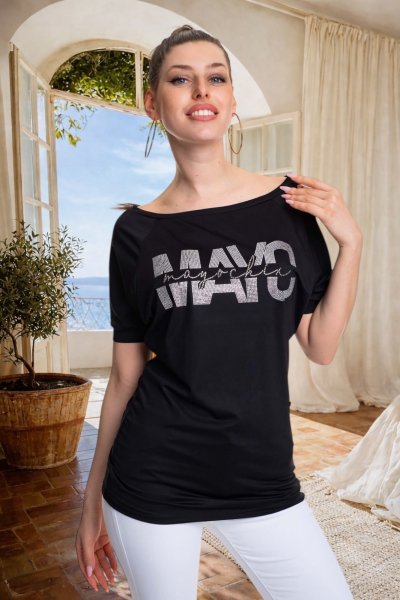 Mayo Chix - Jenna póló strasszos fekete
