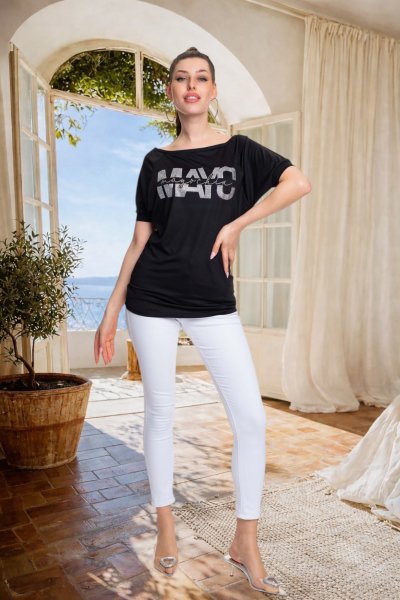 Mayo Chix - Jenna póló strasszos fekete