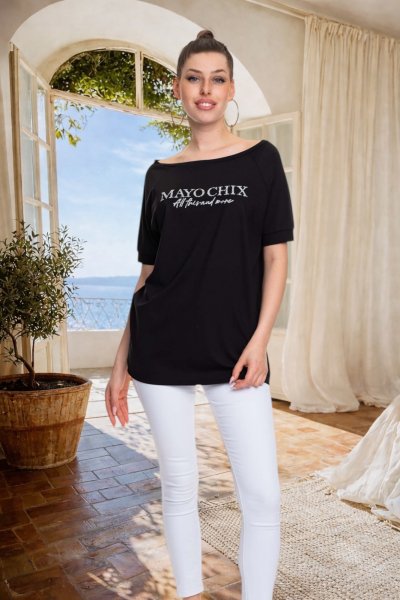 Mayo Chix - Bronz póló strasszos fekete