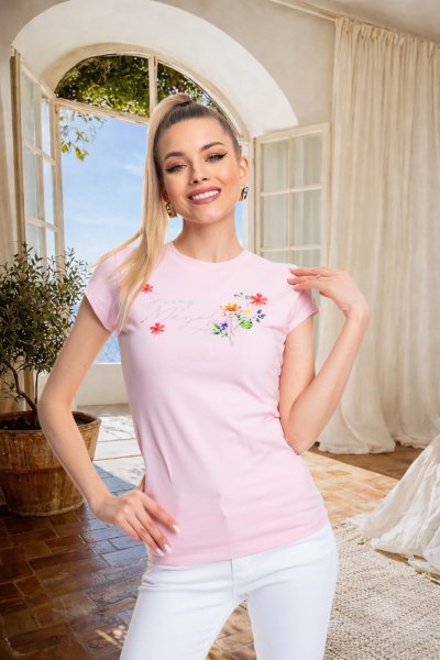 Light póló virágos rózsaszín