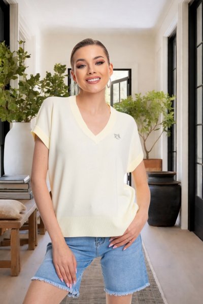 Brett pulóver kötött sárga