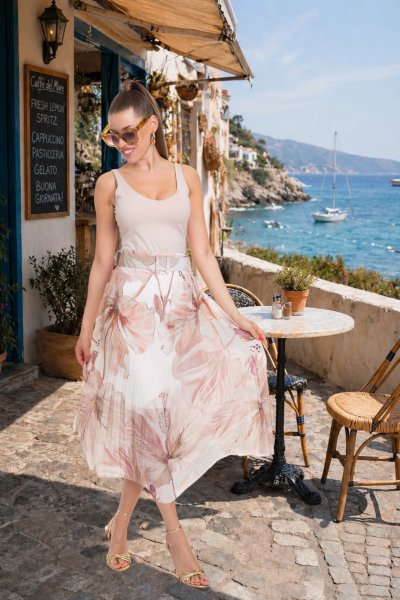 Mayo Chix - Isabella szoknya mintás beige