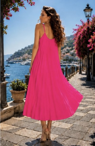 Greenfield plisszírozott ruha pink