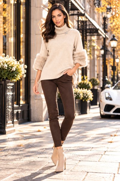 Bespoke pulóver kötött beige