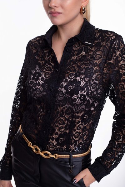 Mayo Chix - Inez alkalmi blúz fekete csipke