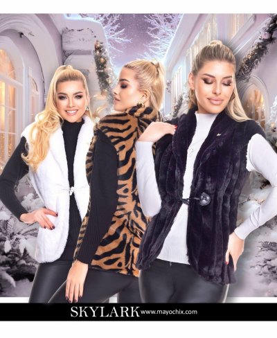 Mayo Chix-  Skylark mellény alkalmi barna mintás szőr