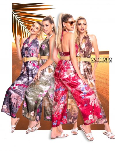 Mayo Chix-  Cambria overall khaki mintás szatén